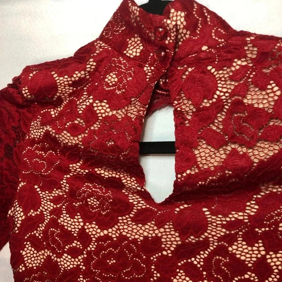 Stilettos Long sleeve Red Illusion Top NWT - Picture 6 of 12